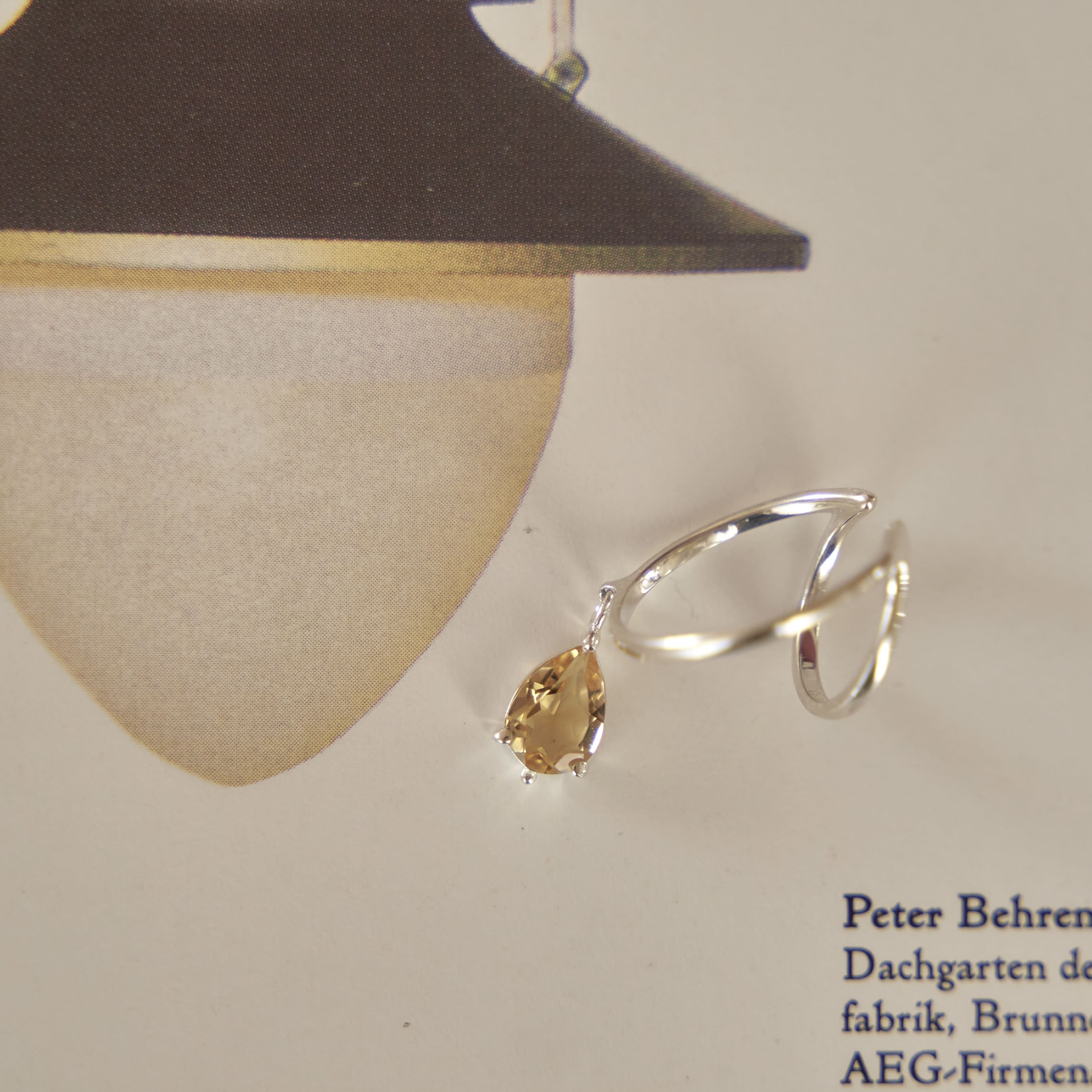 Кафф с камнем Anello Goccia с цитрином в серебре
