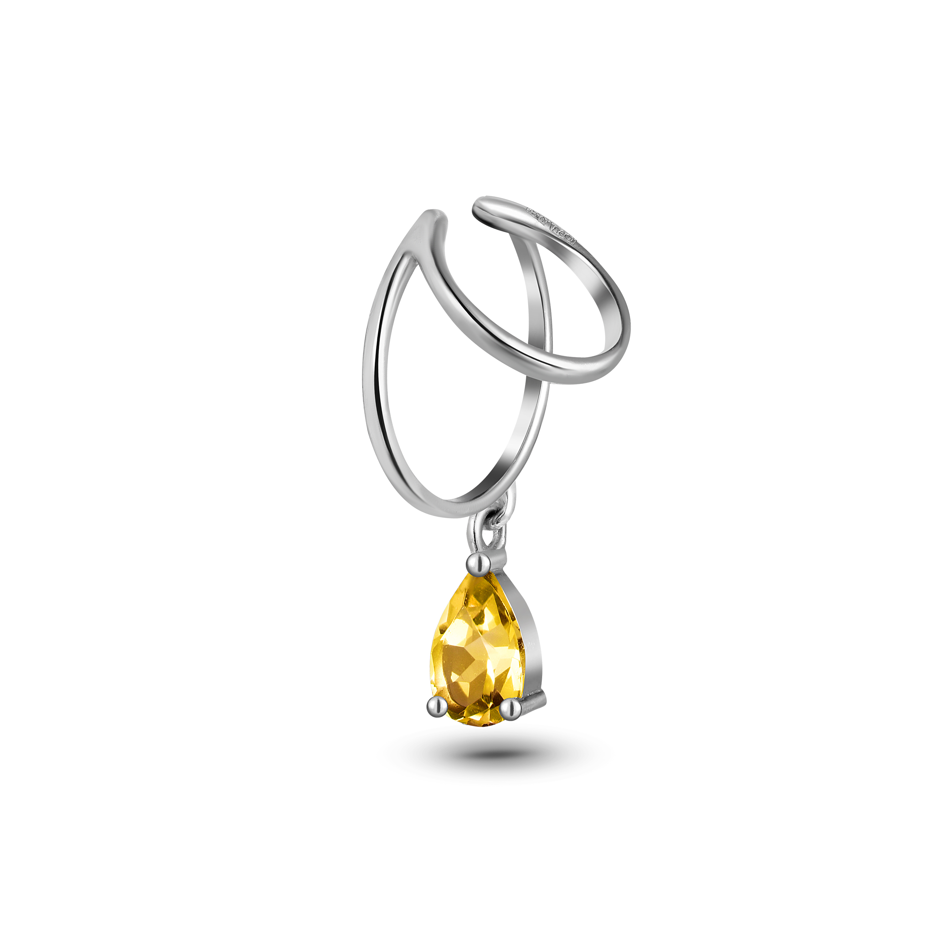Кафф с камнем Anello Goccia с цитрином в серебре