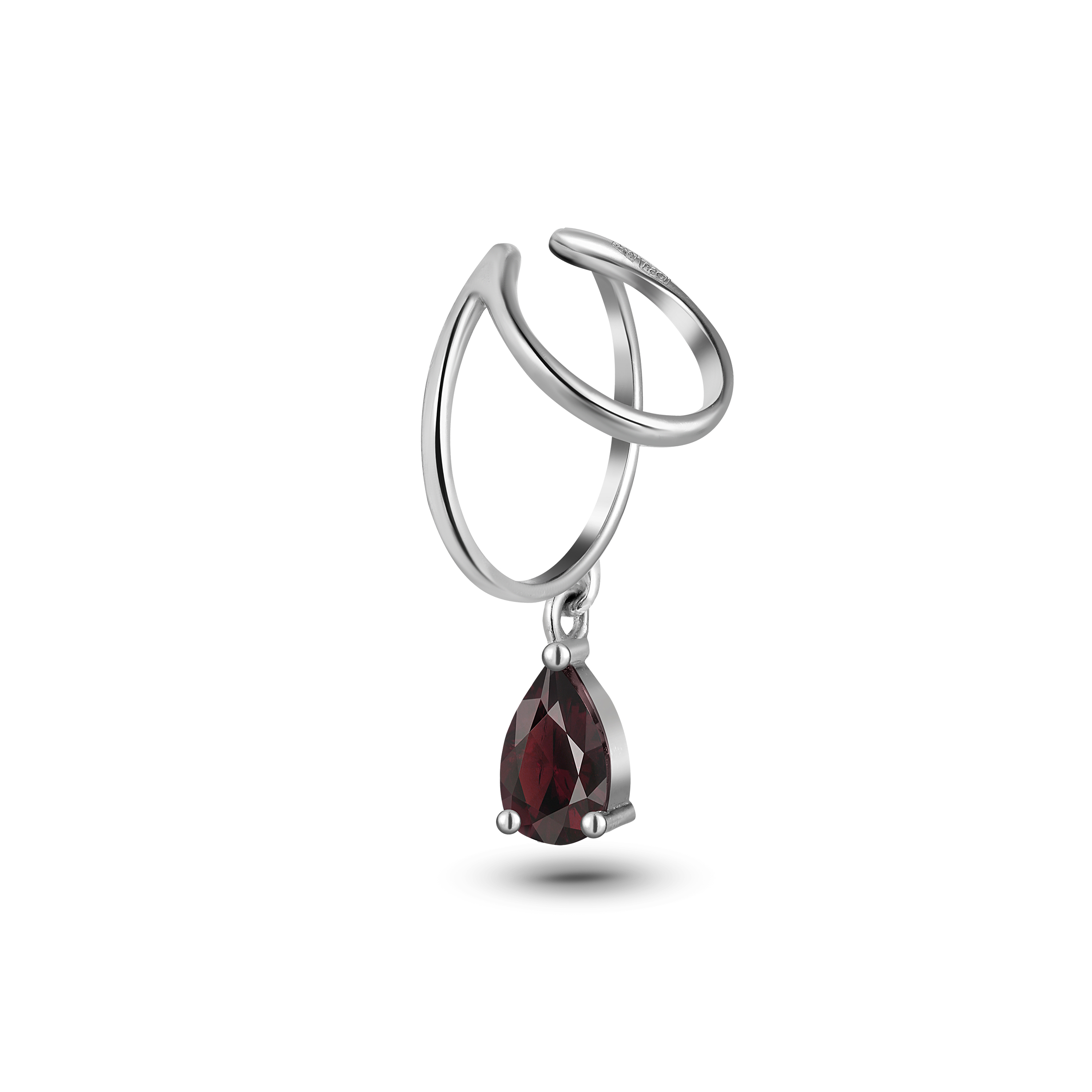 Кафф с камнем Anello Goccia с гранатом в серебре
