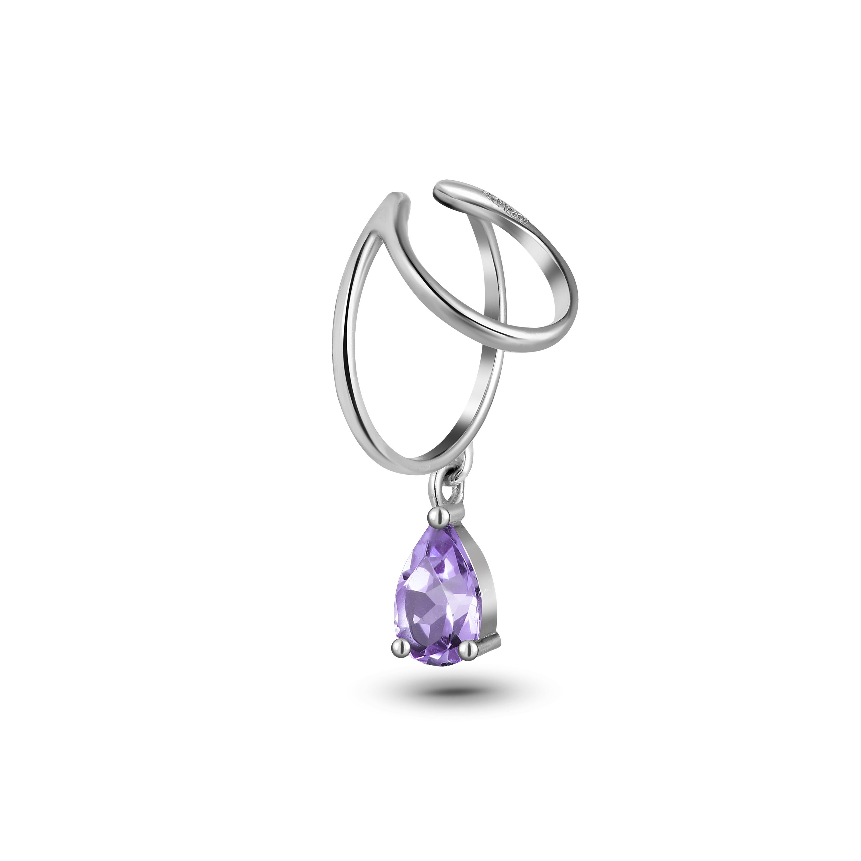Кафф с камнем Anello Goccia с аметистом в серебре