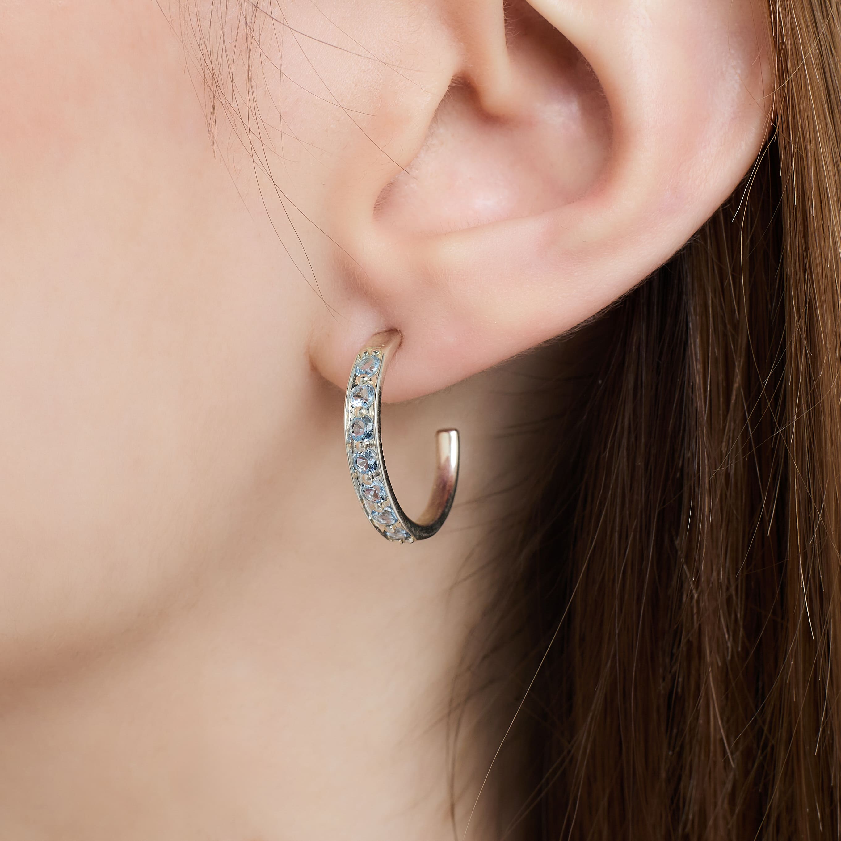 Серьги-полукольца Traccia дорожка с топазами