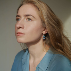 Серьги протяжки Principessa Marchese с топазами в серебре